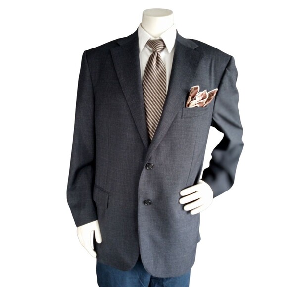 Corneliani Italy Slim Fit Extrafine Virgin Wool Blazer Gray...